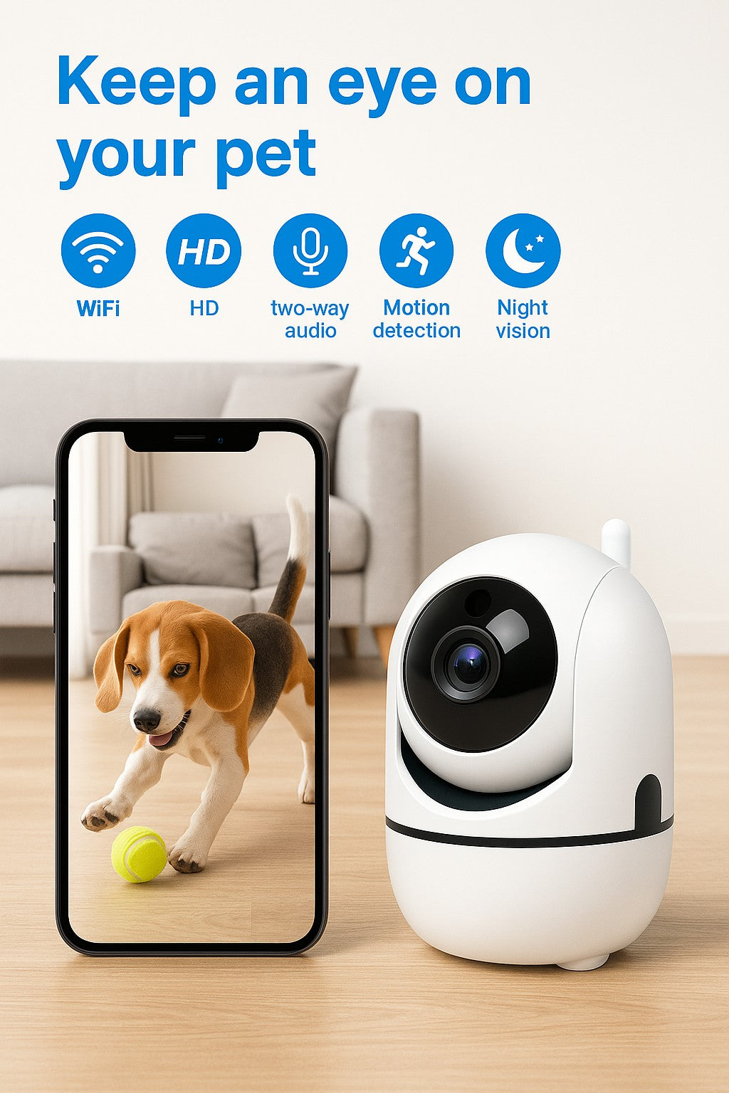 HomeSafe Pet Cam- 1080P WiFi- Fast US Shipping!