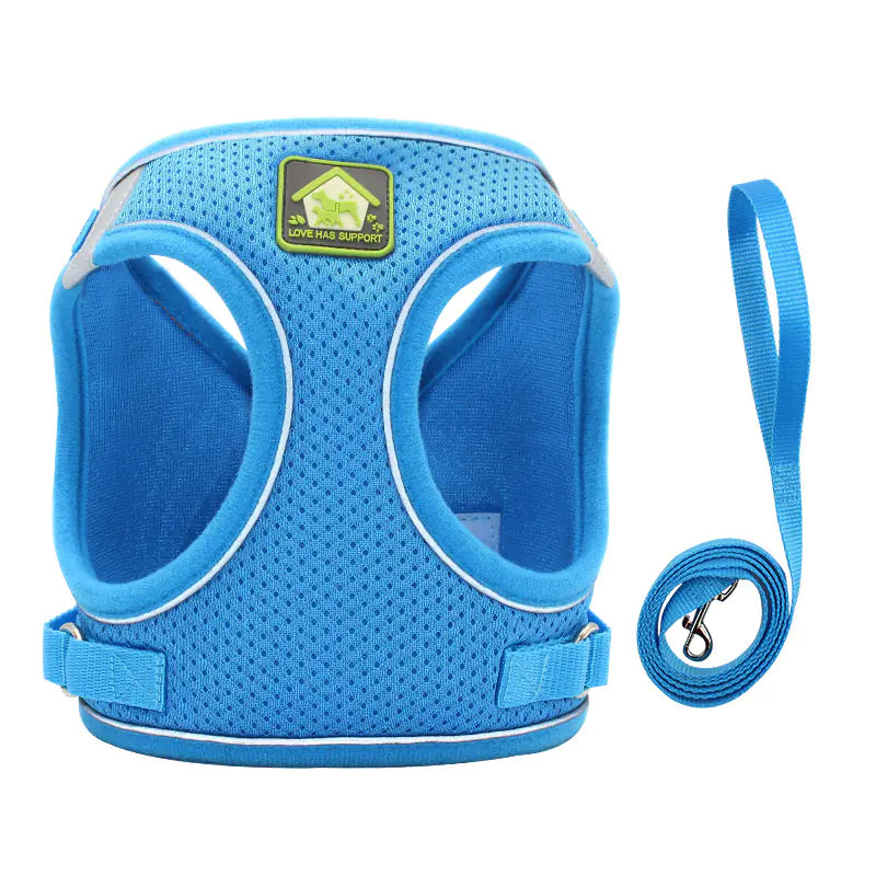 CozyStep™ Reflective Mesh Harness + Leash Set