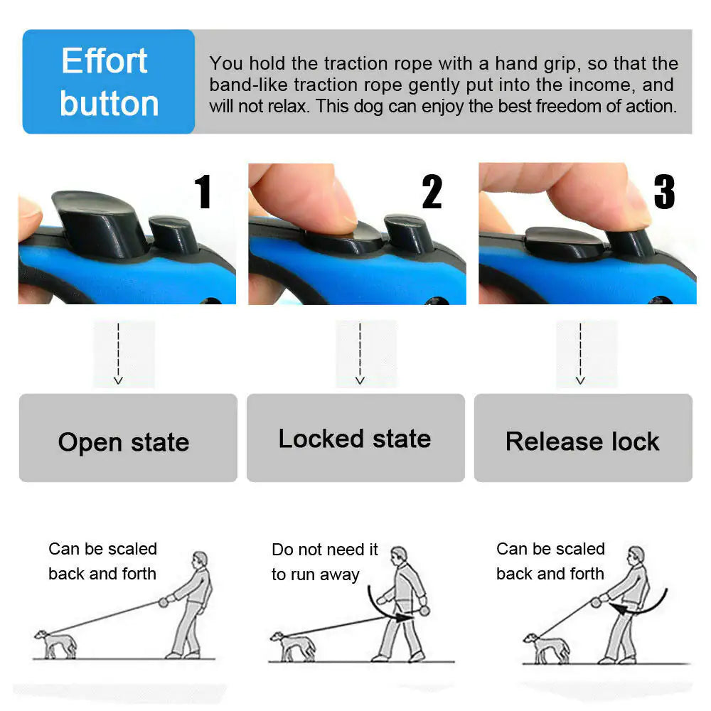 Quick-Retract 16.5FT Dog Walking Leash: Fast Shipping US