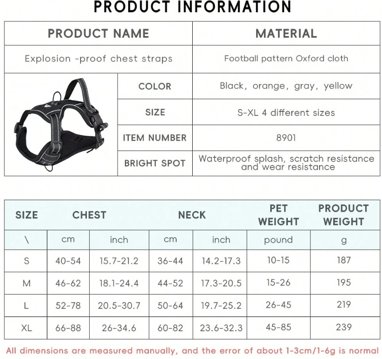 SafeStride™ Reflective No-Pull Harness + Leash Set