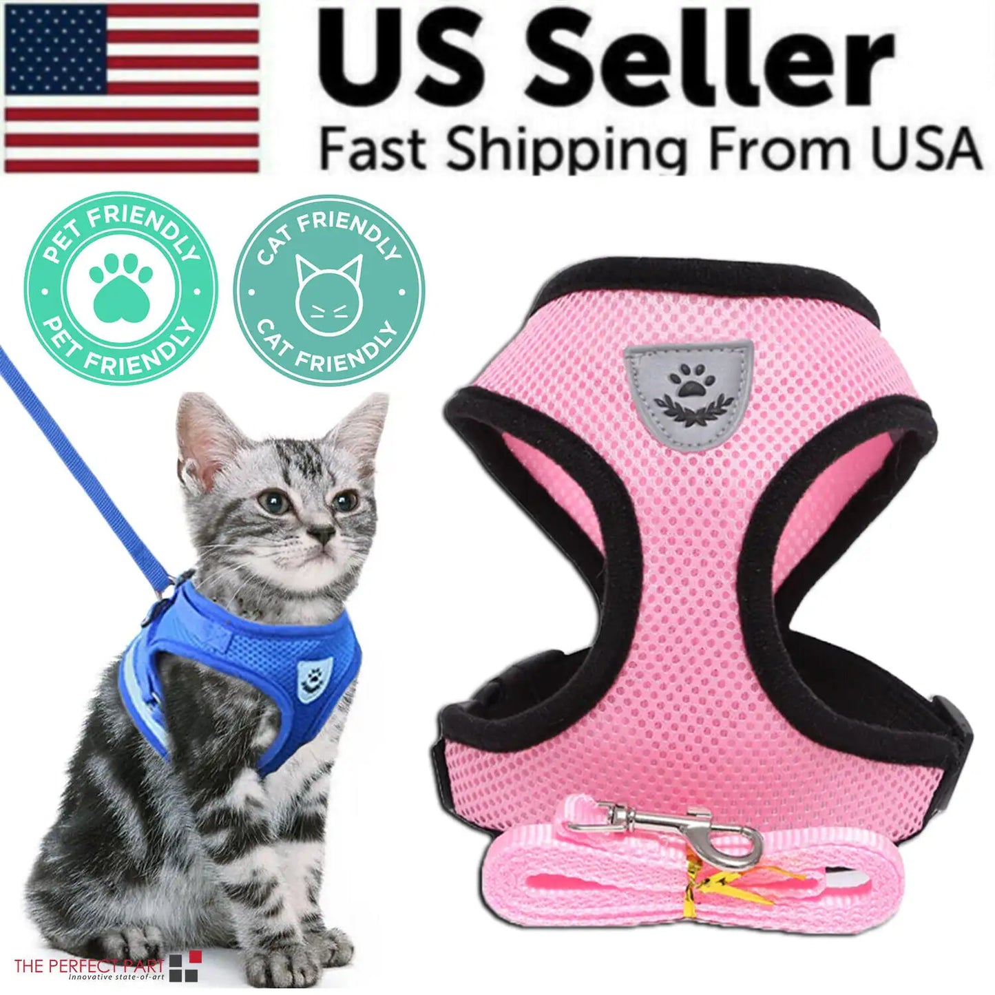 TrailPaw™ Reflective Mesh Harness + Leash (Fast U.S. Shipping)