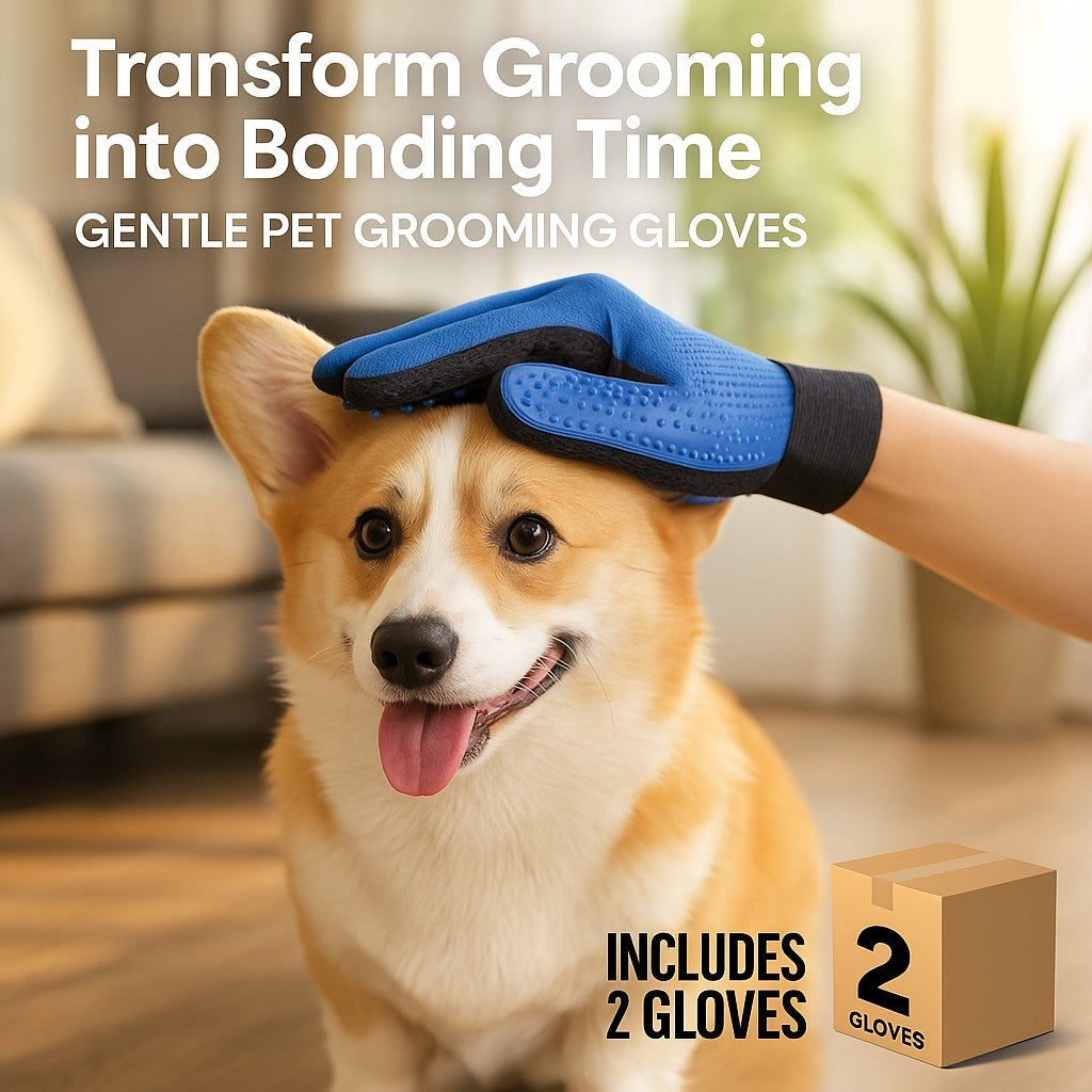 Gentle Pet Grooming Gloves- Fast US Shipping