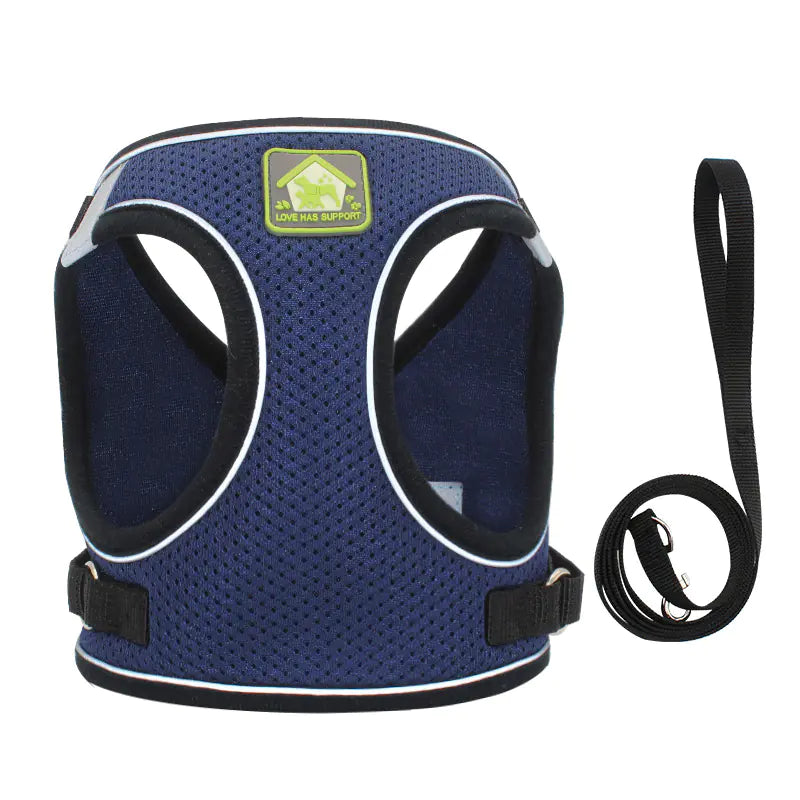 CozyStep™ Reflective Mesh Harness + Leash Set