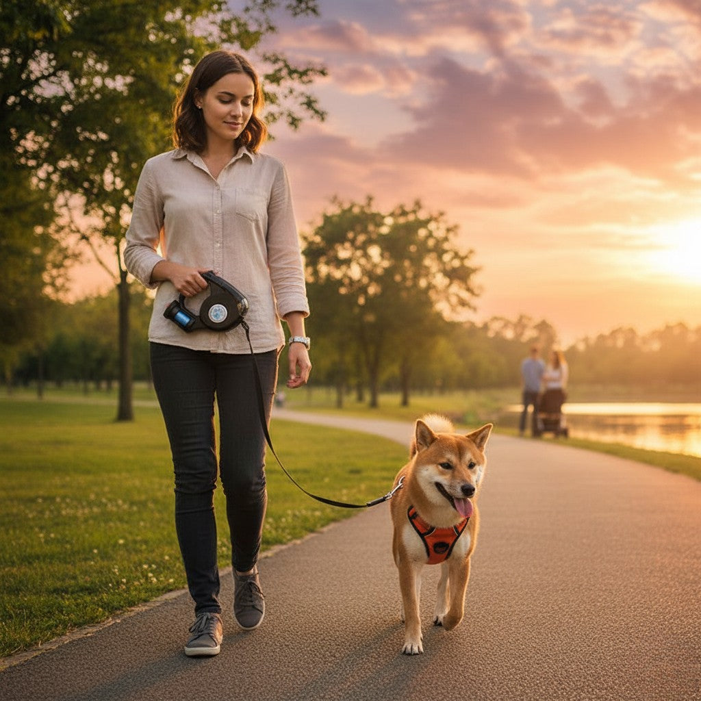 Retractable Dog leash With LED Flashlight