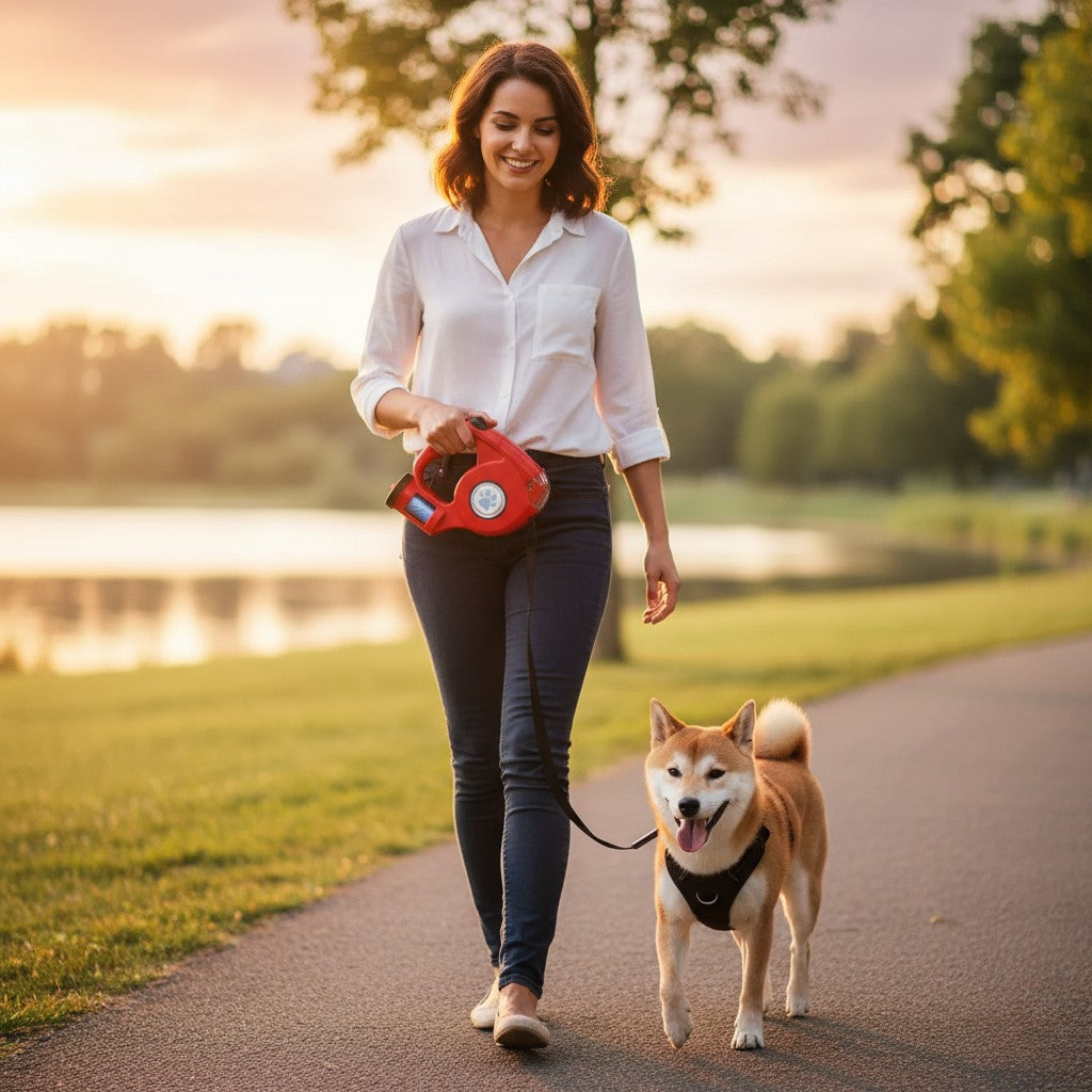 Retractable Dog leash With LED Flashlight