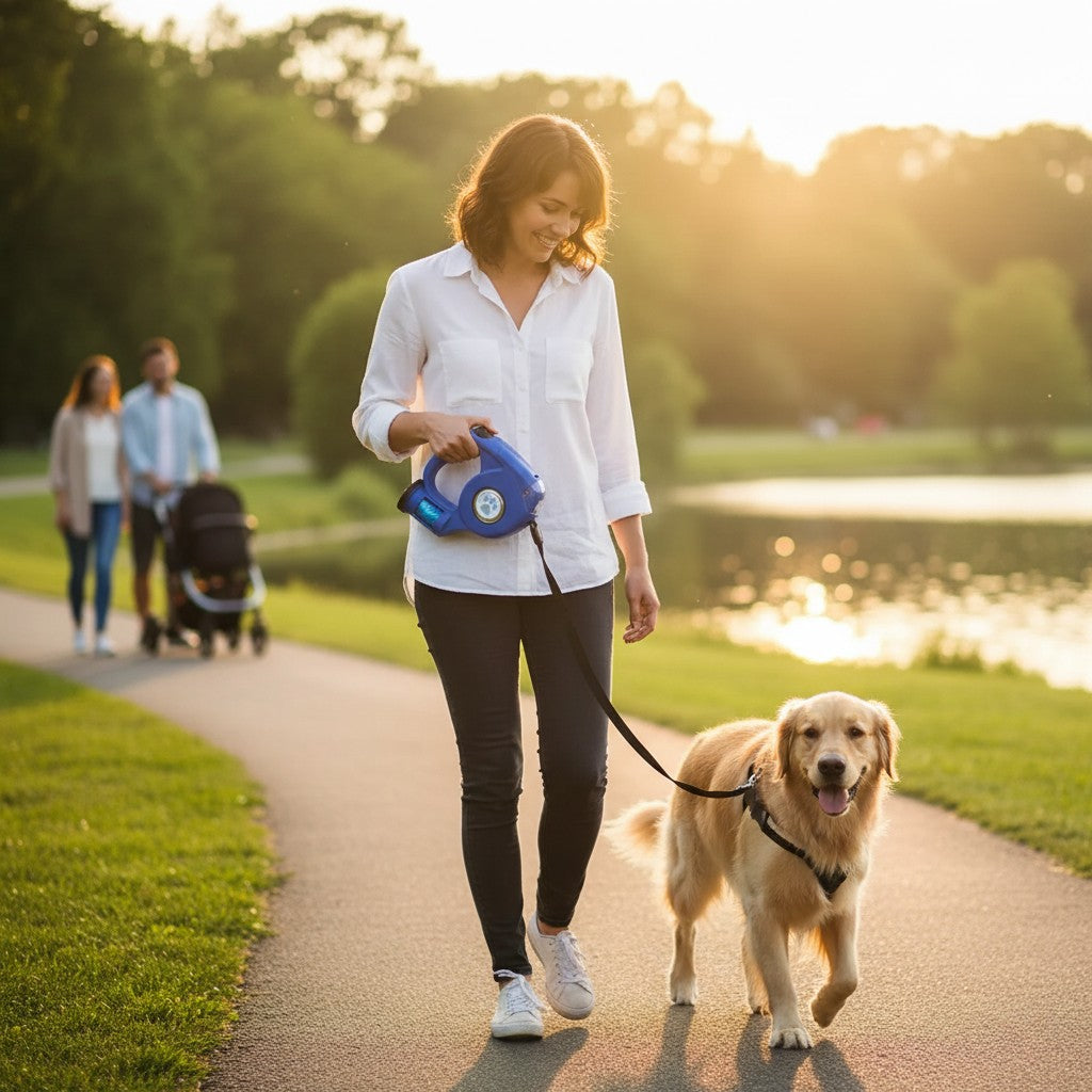 Retractable Dog leash With LED Flashlight
