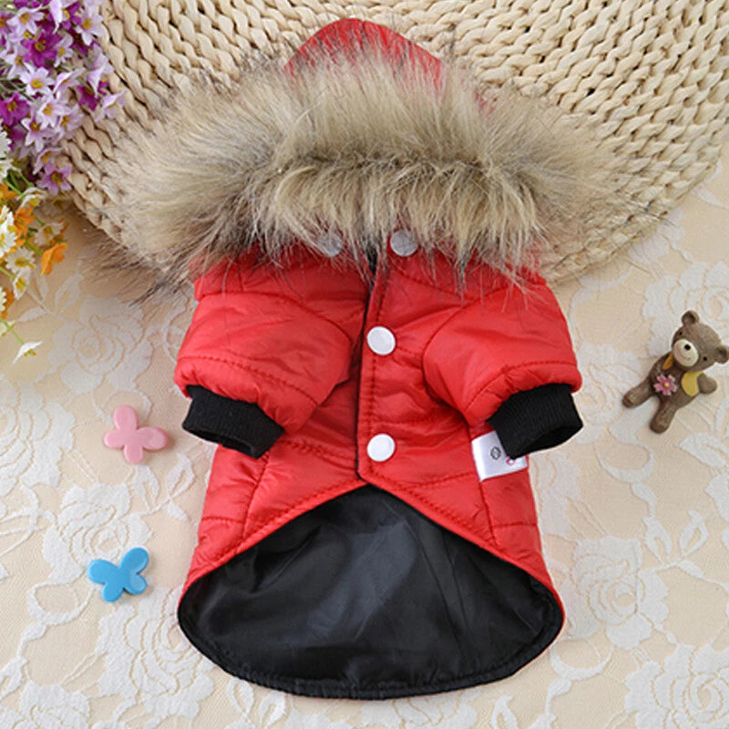 Warm Fur Hooded Pet Winter Coat