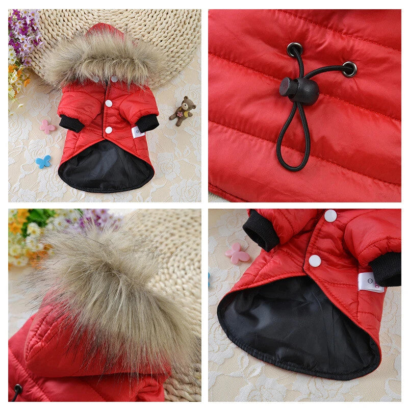 Warm Fur Hooded Pet Winter Coat