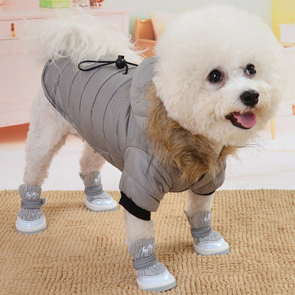 Warm Fur Hooded Pet Winter Coat