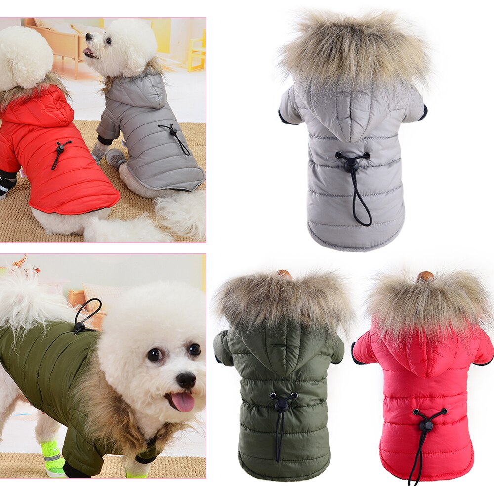 Warm Fur Hooded Pet Winter Coat
