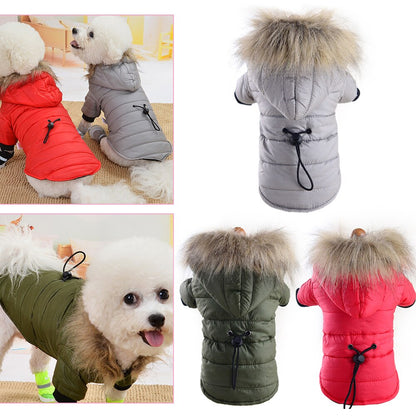 Warm Fur Hooded Pet Winter Coat