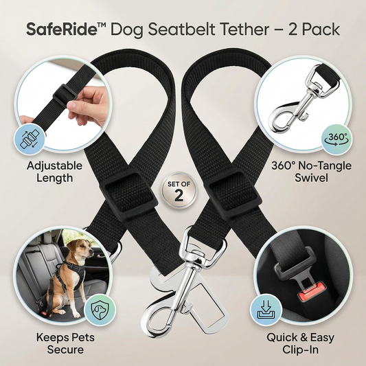 SafeRide™ Dog Seatbelt Tether (2-Pack)