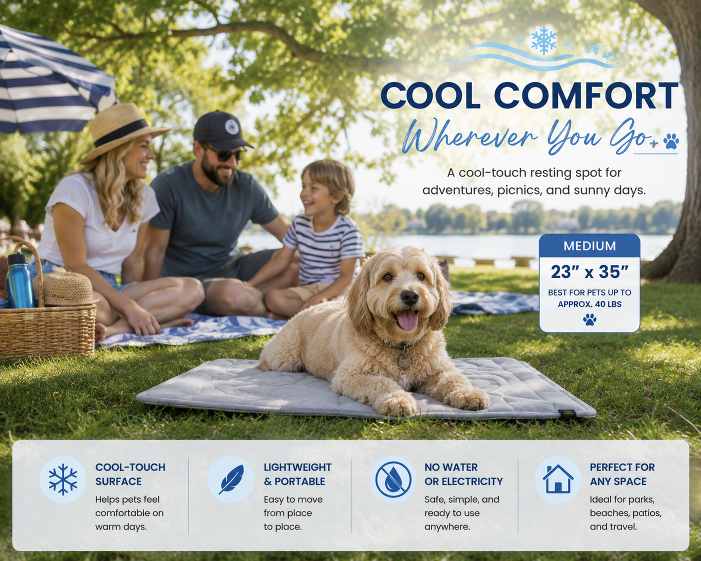 ChillRest™ Cool-Touch Pet Mat – Medium 23" x 35"
