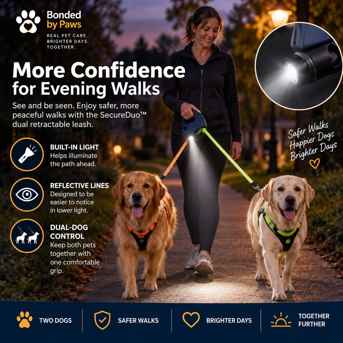 Secure Duo Night-Light Leash-Fast Shipping