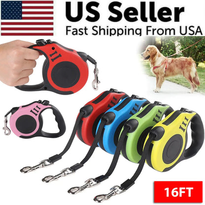Quick-Retract 16.5FT Dog Walking Leash: Fast Shipping US