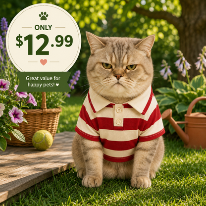 Coastline™ Pet Polo – Classic Shirt for Dogs (XS–S Fits Many Cats)