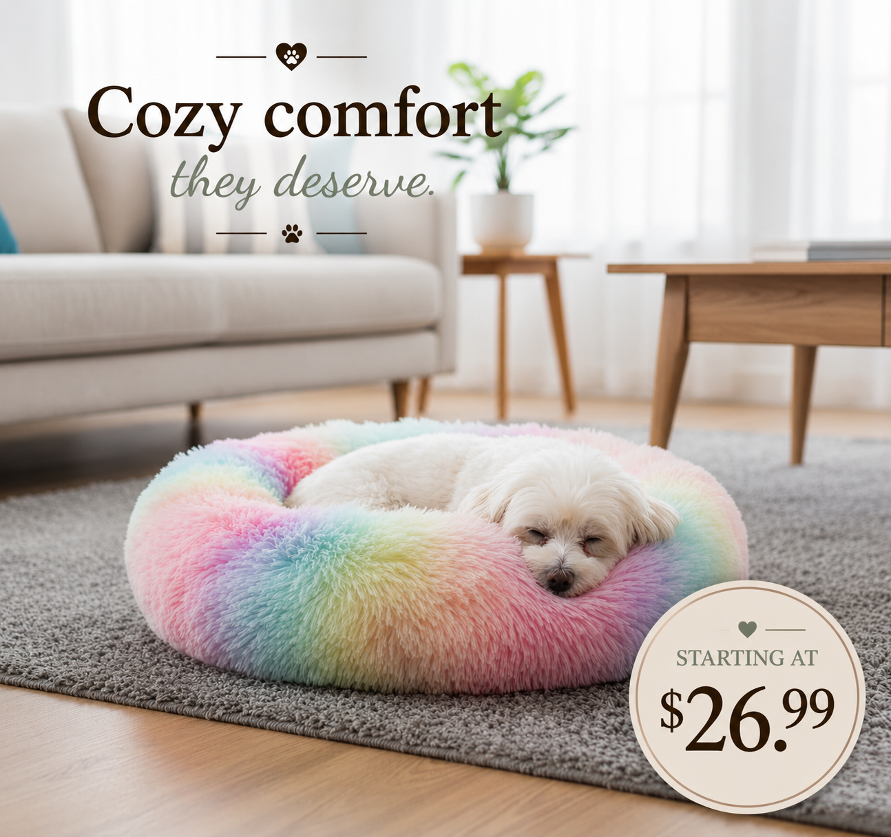 Super Soft Donut Pet Bed - Round Comfort Nest