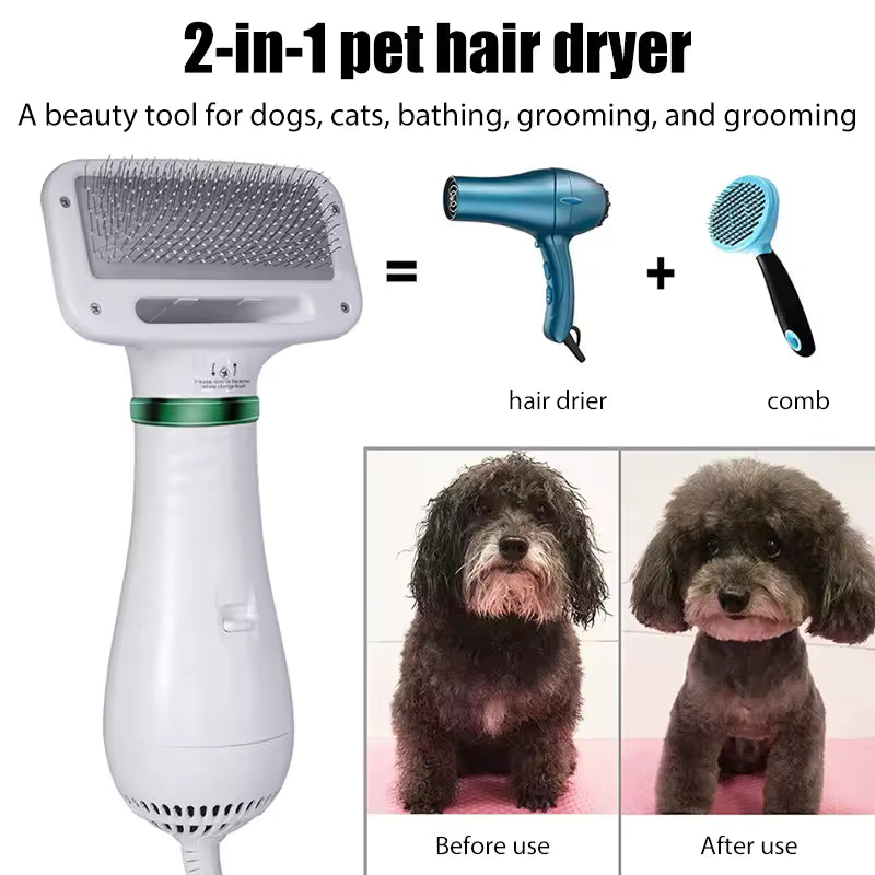 2-In-1 Pet Hair Dryer and Grooming Brush