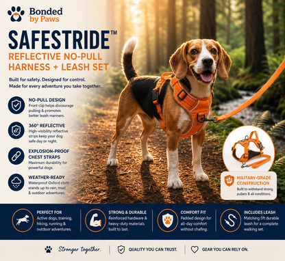 SafeStride™ Reflective No-Pull Harness + Leash Set