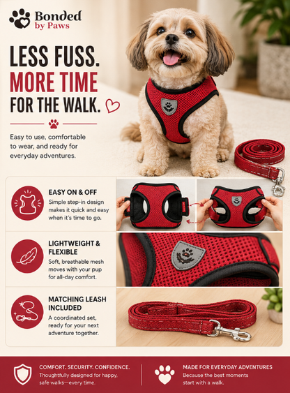 TrailPaw™ Reflective Mesh Harness + Leash (Fast U.S. Shipping)