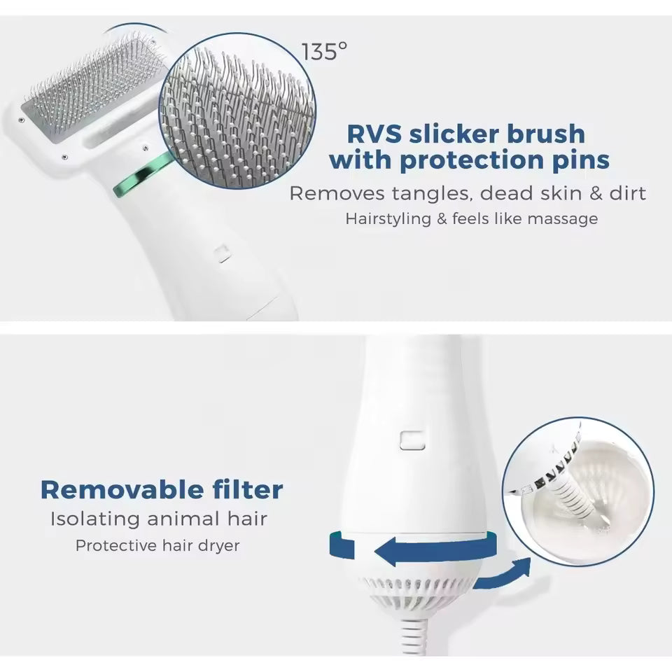 2-In-1 Pet Hair Dryer and Grooming Brush