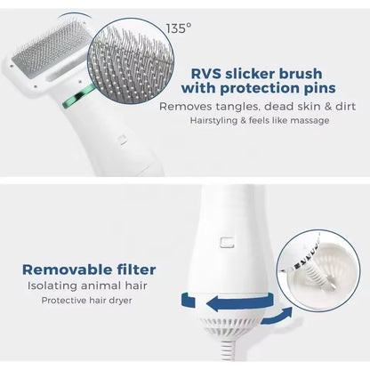 2-In-1 Pet Hair Dryer and Grooming Brush