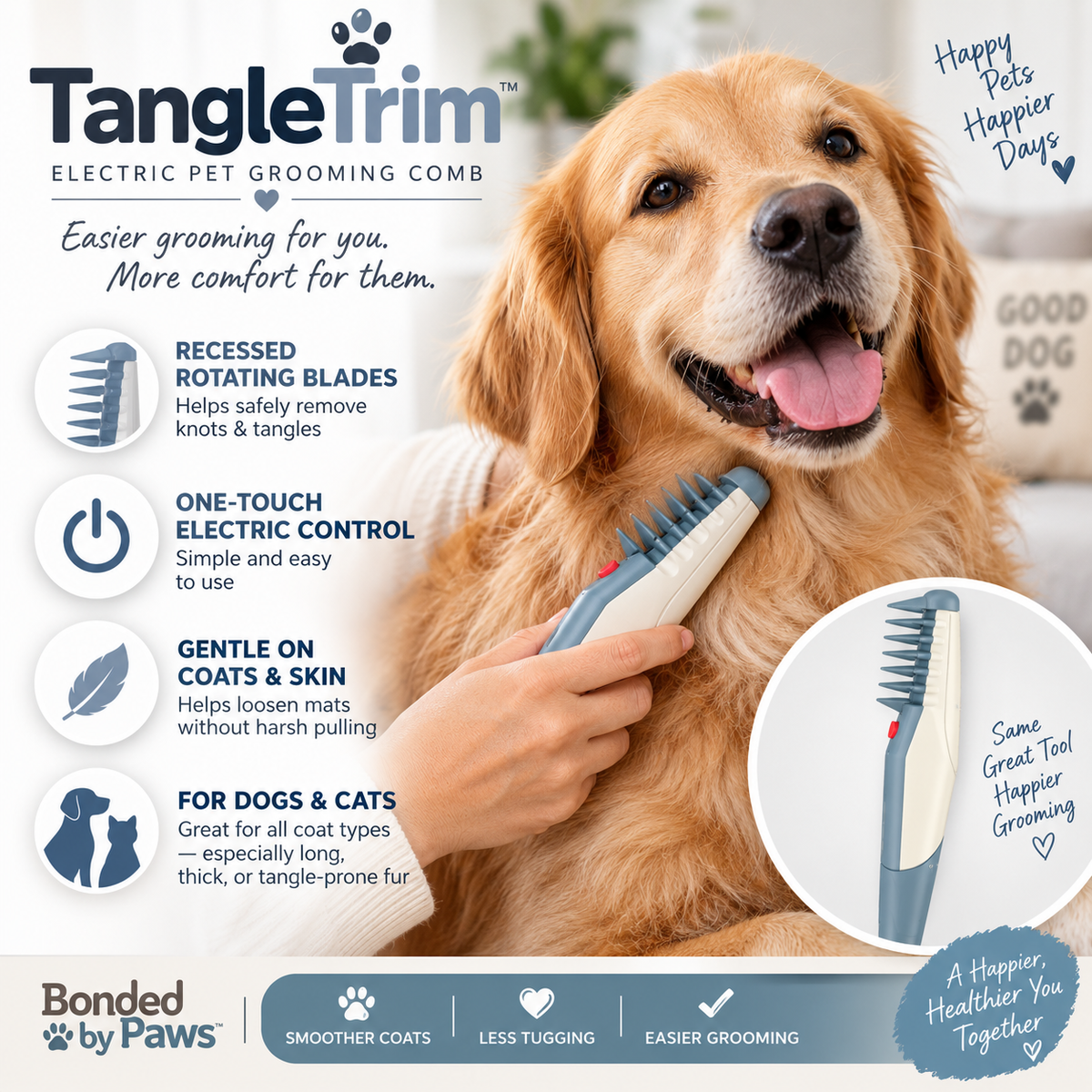 TangleTrim™ Electric Pet Grooming Comb