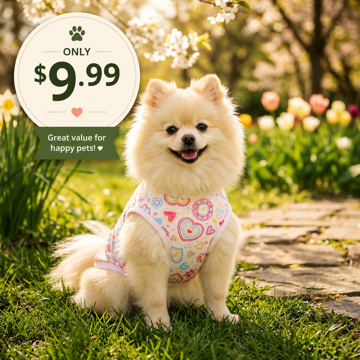 SunnyPaws™ Spring Tee – Small Dog & Cat Shirt