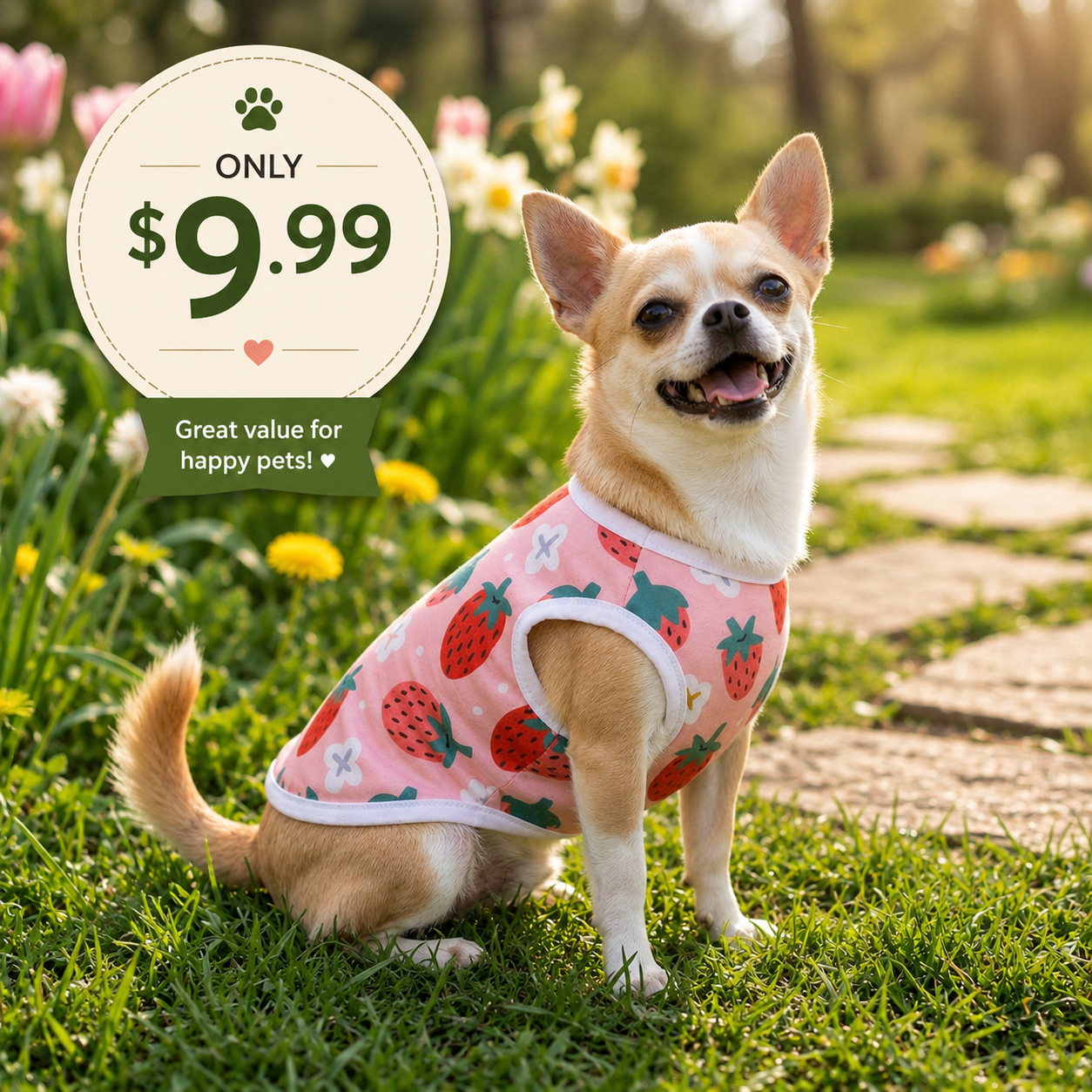 SunnyPaws™ Spring Tee – Small Dog & Cat Shirt