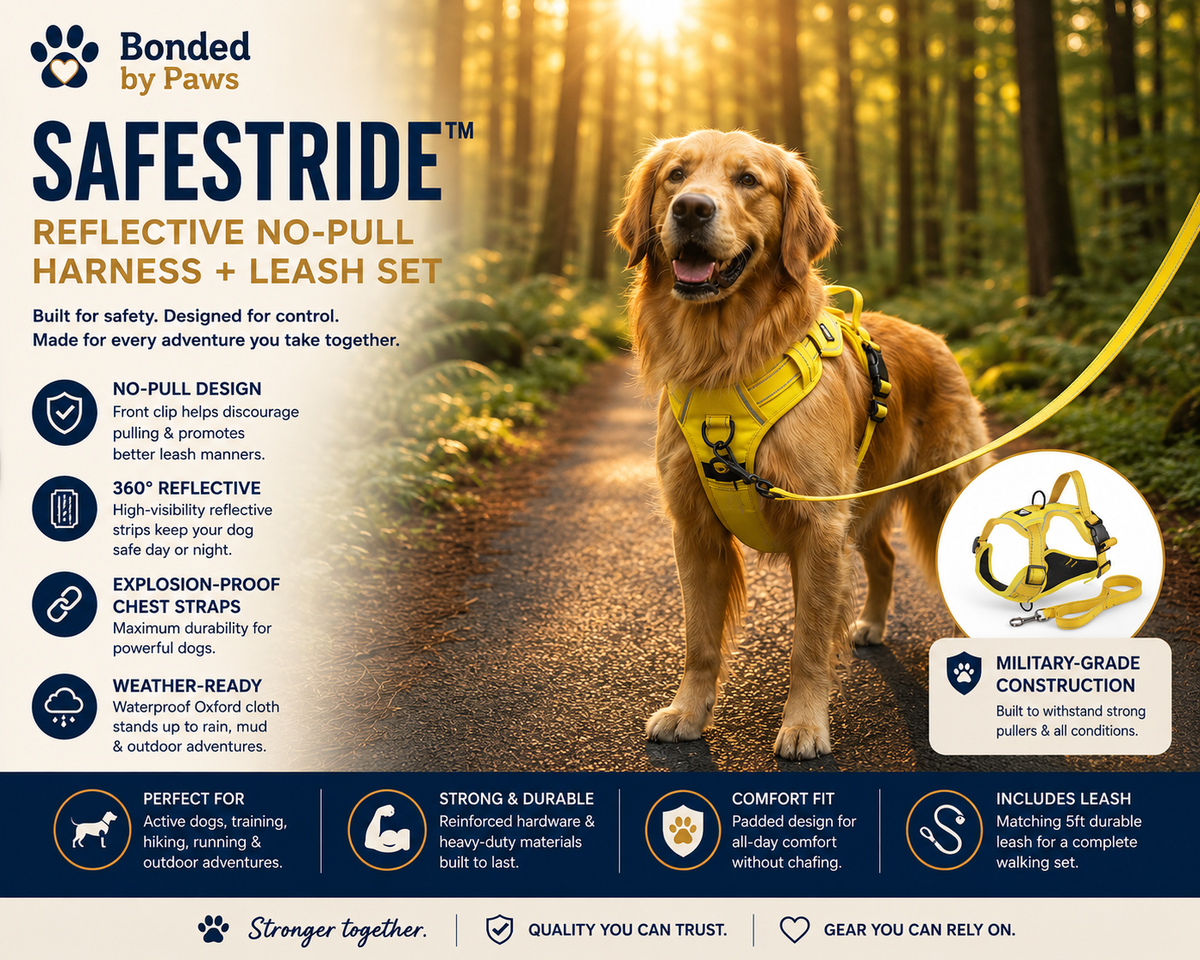 SafeStride™ Reflective No-Pull Harness + Leash Set