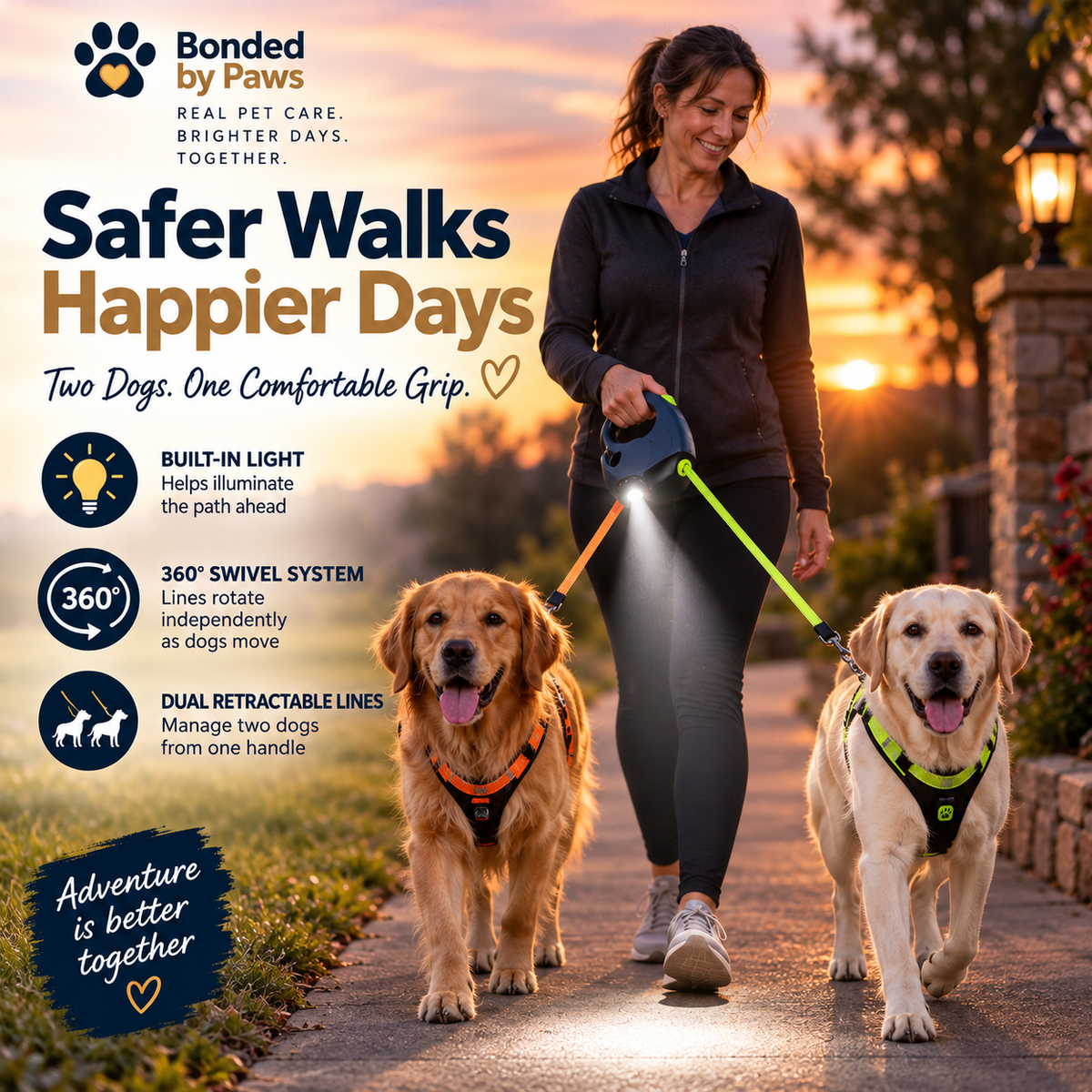 Secure Duo Night-Light Leash-Fast Shipping