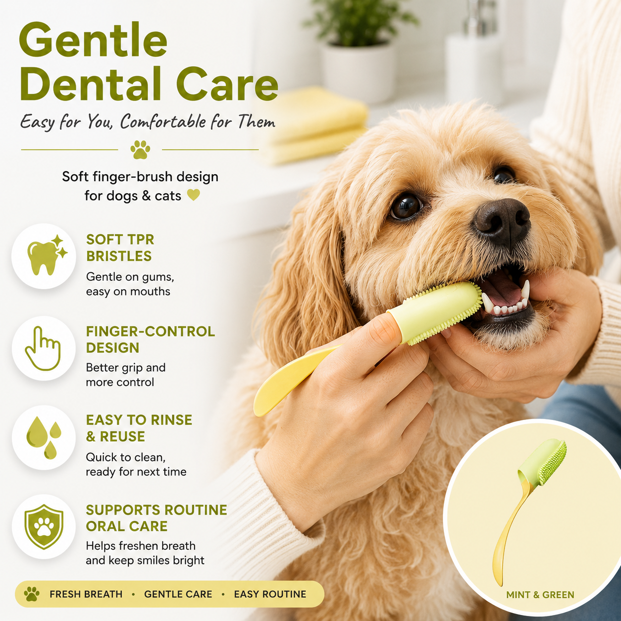 GentleSmile™ Pet Dental Brush — Soft Finger Toothbrush for Dogs & Cats