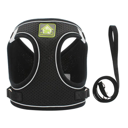 CozyStep™ Reflective Mesh Harness + Leash Set