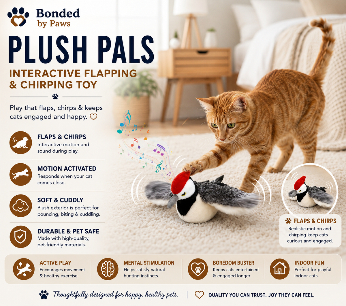 Plush Pals – Interactive Cat & Dog Toys (Flapping + Chirping)