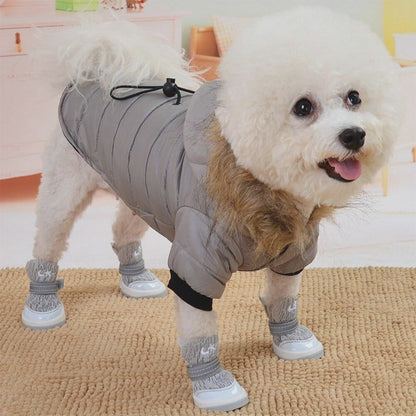 Warm Fur Hooded Pet Winter Coat
