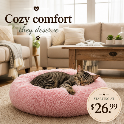 Super Soft Donut Pet Bed - Round Comfort Nest