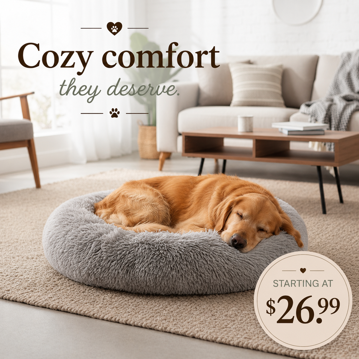 Super Soft Donut Pet Bed - Round Comfort Nest