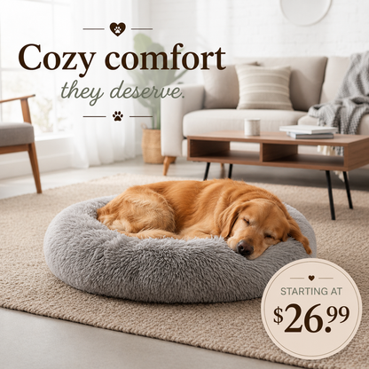Super Soft Donut Pet Bed - Round Comfort Nest
