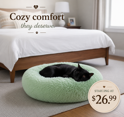 Super Soft Donut Pet Bed - Round Comfort Nest