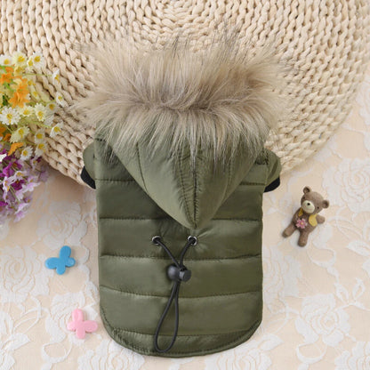 Warm Fur Hooded Pet Winter Coat