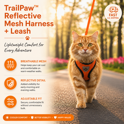 TrailPaw™ Reflective Mesh Harness + Leash (Fast U.S. Shipping)