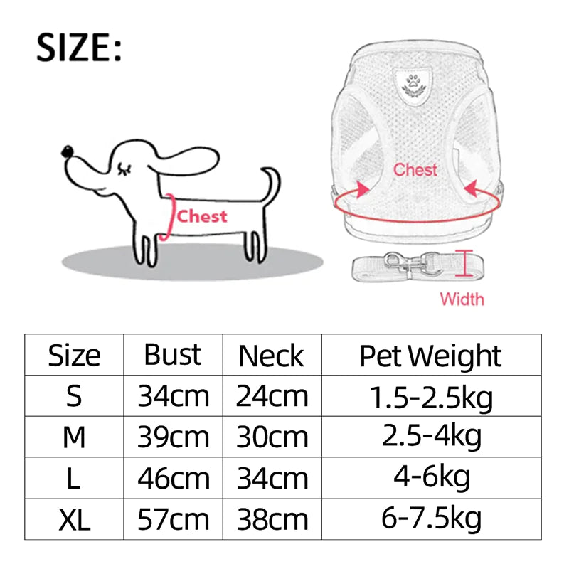 TrailPaw™ Reflective Mesh Harness + Leash (Fast U.S. Shipping)